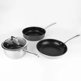 3 pcs Non-Stick Stainless Steel Pots and Pans Set Wholesale