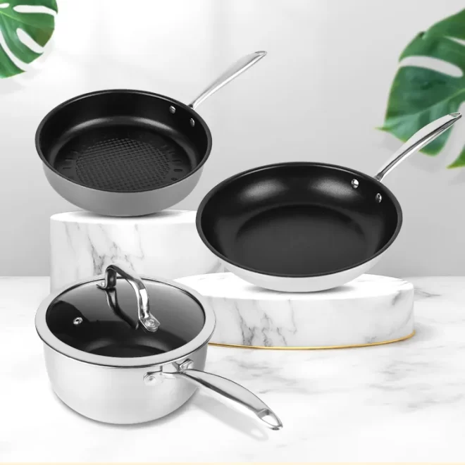 stainless steel non stick pots and pans set wholesale