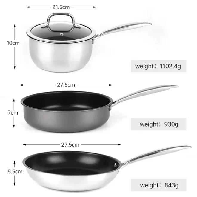 stainless steel non stick pots and pans set wholesale