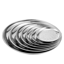 Custom Round Serving Tray Stainless Steel Serving Plate Logo Multi-function Food Plates Dish