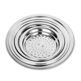 Factory Supply Round Tray Silver Stainless Steel Dinner Food Serving Plates For Restaurant