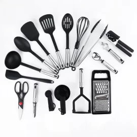 Stainless Steel Kitchen Utensil Set 25pcs Non-Stick Stainless Steel OEM Handle Cooking Tool