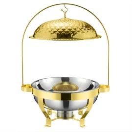 Commercial Gold Chafing Dish Warmer Stainless Steel Round Hanging Lid Bulk