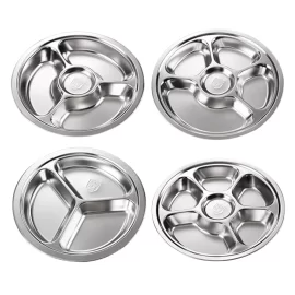 Custom Round Divided Plates Stainless Steel 18/8 Dinner Trays