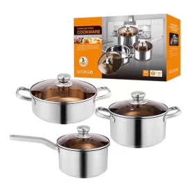 Bespoke Kitchen Pots And Pans Set 3pcs Stainless Steel Supplies Wholesale