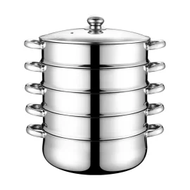 Wholesale Steamer Pot Stovetop Stainless Steel 5 Tier Large Capacity With Glass Lid