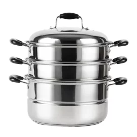 China Stainless Steel Steaming Pot 3 Tier With Bakelite Handle