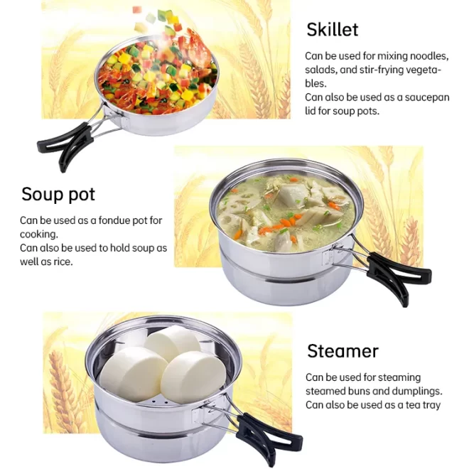 Custom Camping Cooking Pot Stainless Steel