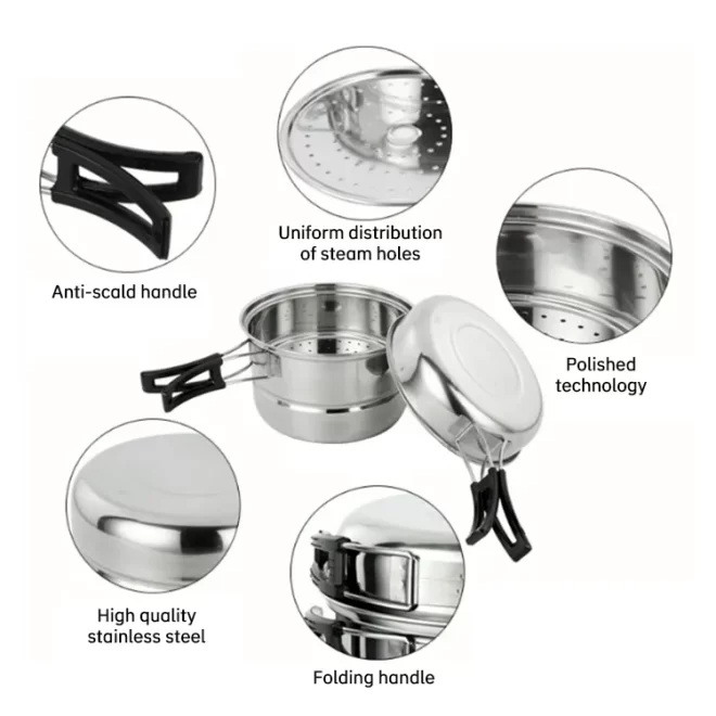 Custom Camping Cooking Pot Stainless Steel