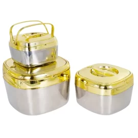 Custom Insulated Casserole Dish Gold Stainless Steel Keep Food Warm Set of 3