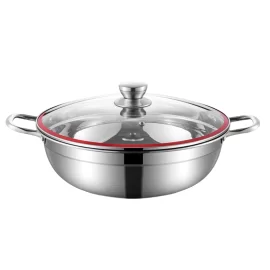 Wholesale Stainless Steel Hot Pot Multisize Tri-Ply With Tempered Glass Lid