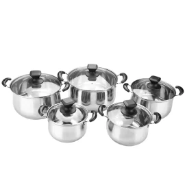 Wholesale Stainless Steel Cooking Pot Set 10 Pieces With Glass Lid