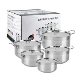 Factory Stainless Steel Pot Set 10 Piece Kitchen Cookware Dishwasher Safe