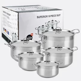 Factory Stainless Steel Pot Set 10 Piece Kitchen Cookware Dishwasher Safe