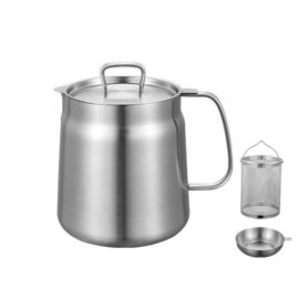 Factory Direct 18/8 Stainless Steel Oil Filter Pot, Large Capacity, Multifunctional for Kitchen