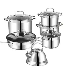 Custom Cookware Set 12 Pcs Nonstick Stainless Steelon Pot And Pans Set Soup Pot Set Kettle