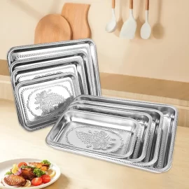 Wholesale Kitchen Serving Tray Dinnerware Rectangular Stainless Steel Dishes