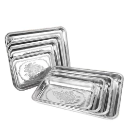 Wholesale Kitchen Serving Tray Dinnerware Rectangular Stainless Steel Dishes (plateaux de service en acier inoxydable)