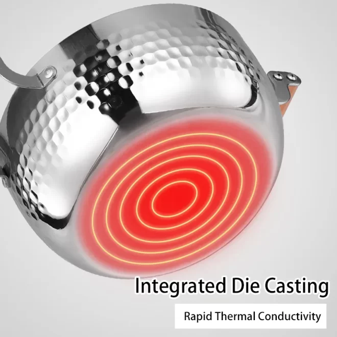 Stainless steel hammered soup pot for fast heat conduction