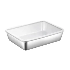 Stainless Steel Serving Trays Wholesale Rectangular Trays, Deep Square Plate With Silicone Lid
