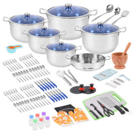 Custom Kitchenware Wholesale 120 Pcs Cookware Set Stainless Steel Kitchen Cooking Set Manufacturer