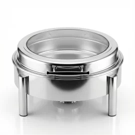 Stainless Steel Food Warmer Wholesale with Round Glass Lid for Catering Services, Including Buffets and Hot Pots Customizable