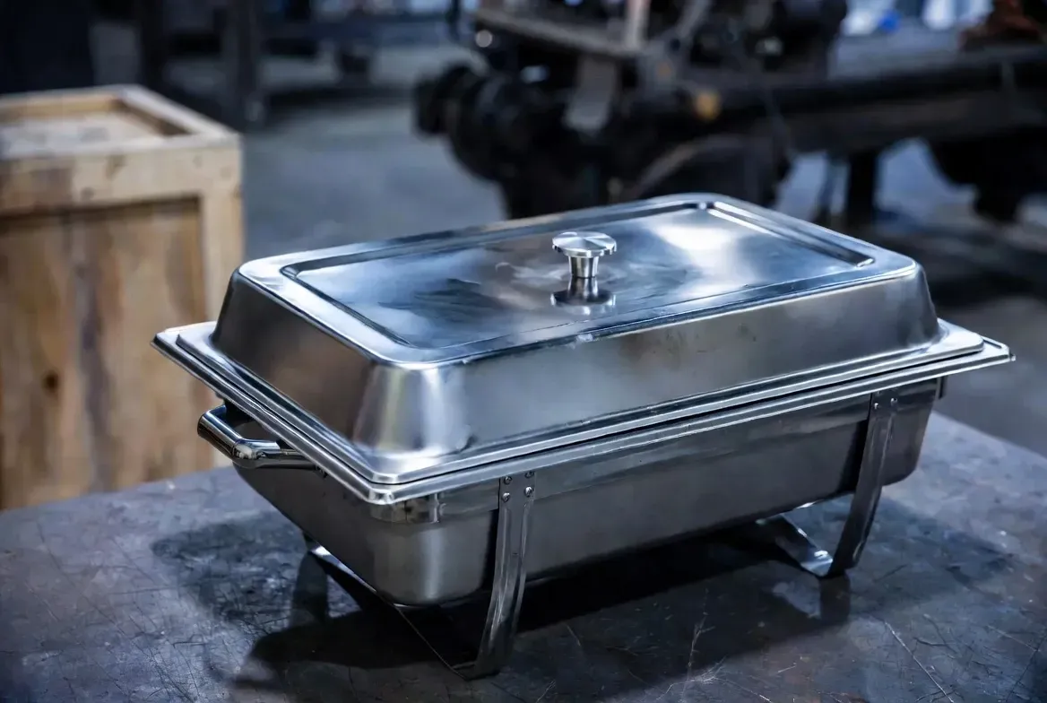 un calientaplatos prefabricado sobre la mesa del taller