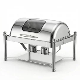 Roll Top Chafing Dishes Supplier, Stainless Steel Food Warmer Silver Wholesale