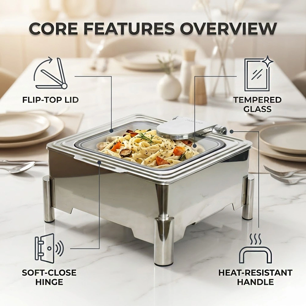 Wholesale Chafing Food Warmer Square with Glass Lid (2)